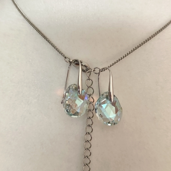 Set of Silver Tone Rainbow Crystal Pendant Necklace & Earring - Picture 5 of 11